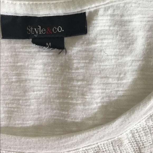 Style & Co tank top white sleeveless with sequins size med - Picture 3 of 9